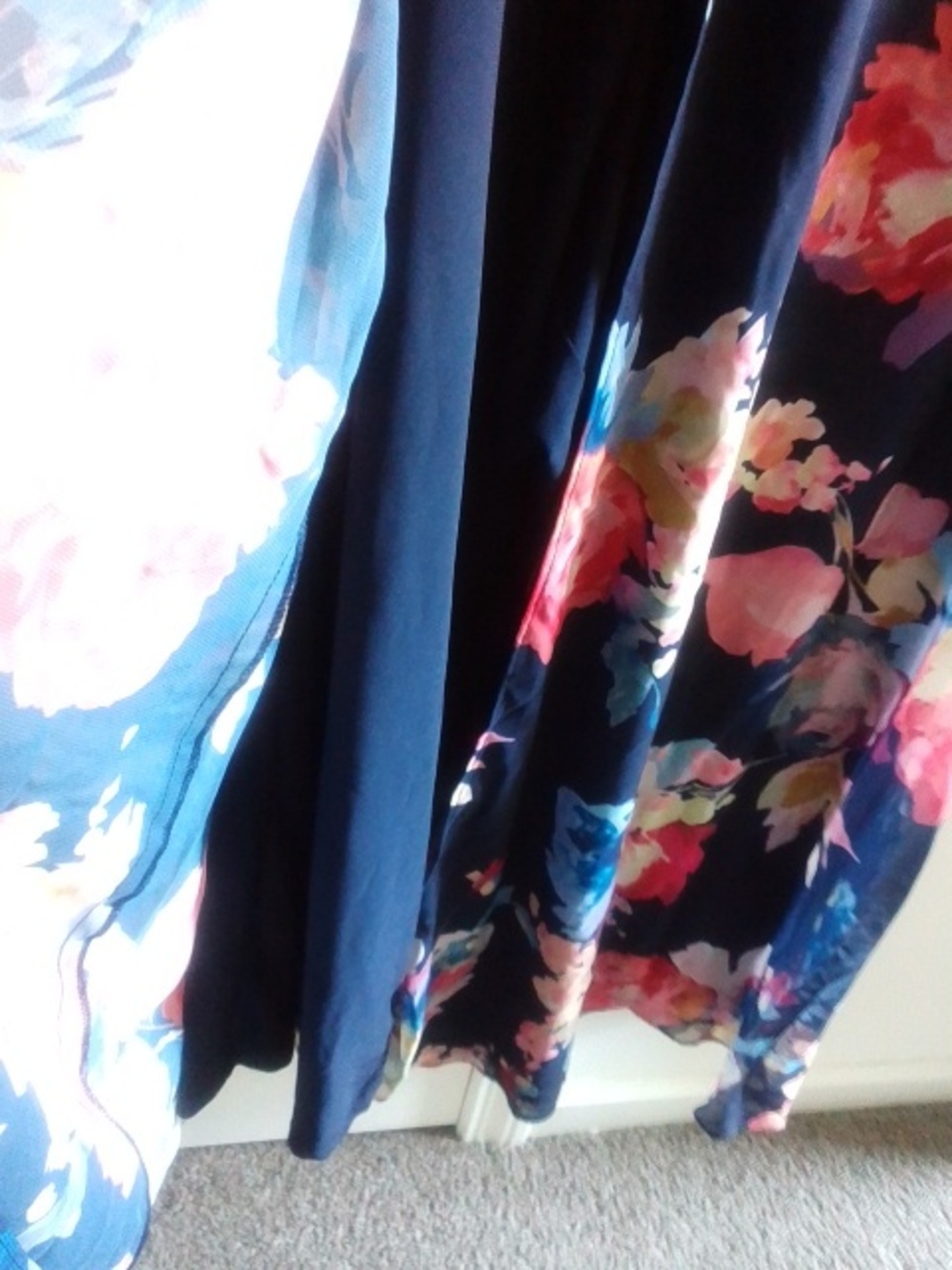 Adrianna Papell Navy Floral Jumpsuit with Pink & Blue Accents - Picture 5 of 7